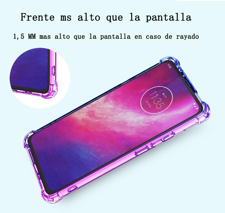 DABUNA Funda para Moto One Hyper Case Uso Rudo,Transparente Colores Degradados Protectora de Cámara Anticaída Carcasa Bumper(Púrpura Azul)