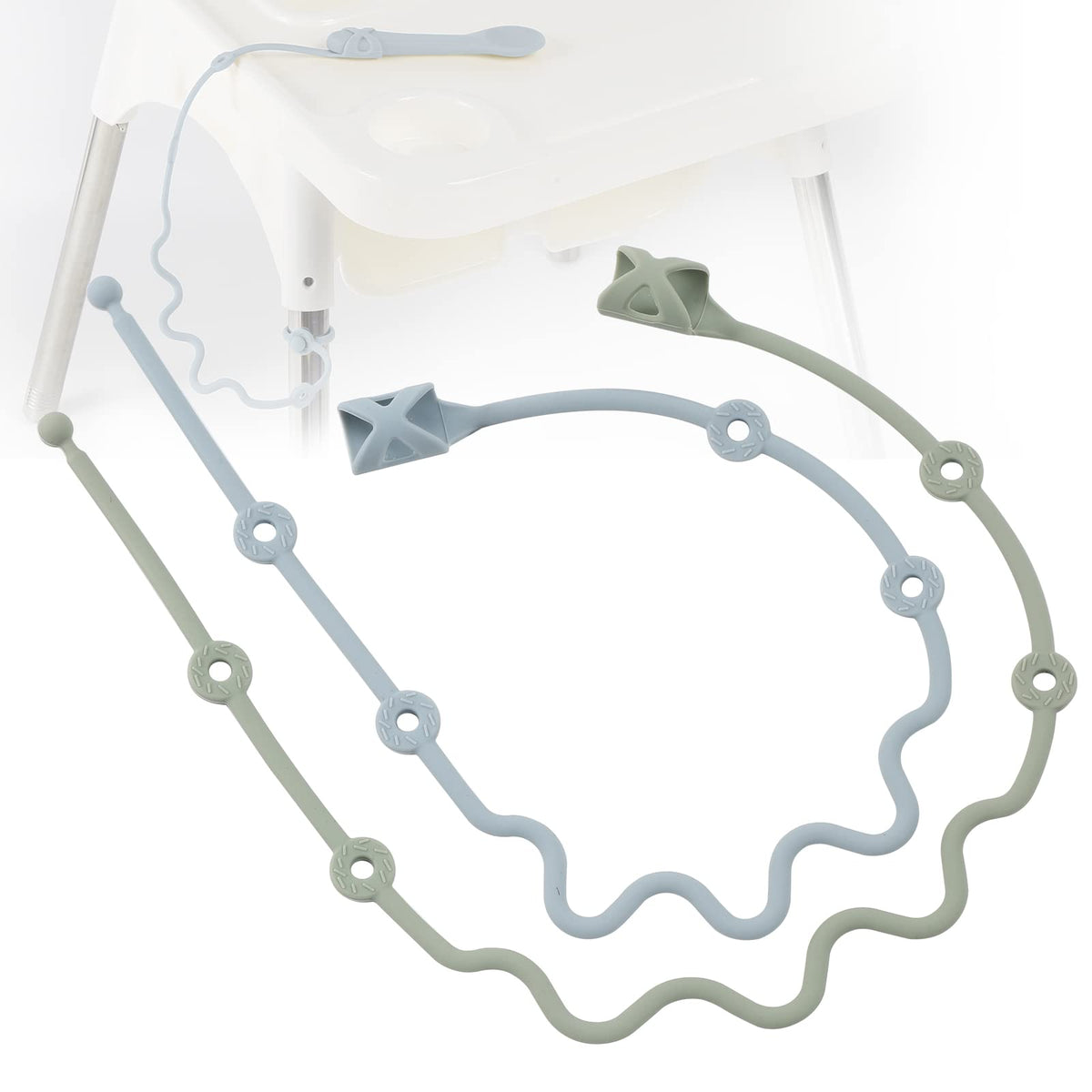 SMAutoLife - Utensilios para niños pequeños, tapas elásticas de silicona para tenedor y cuchara, correa de soporte de silicona de grado alimenticio para mantener el tenedor y la cuchara fuera del piso