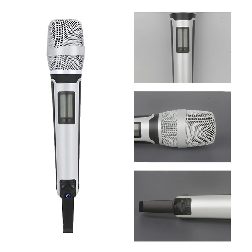 Sistema de Micrófono Inalámbrico UHF SOMLIMI Blanco Rosa Profesional para Escenario y Karaoke