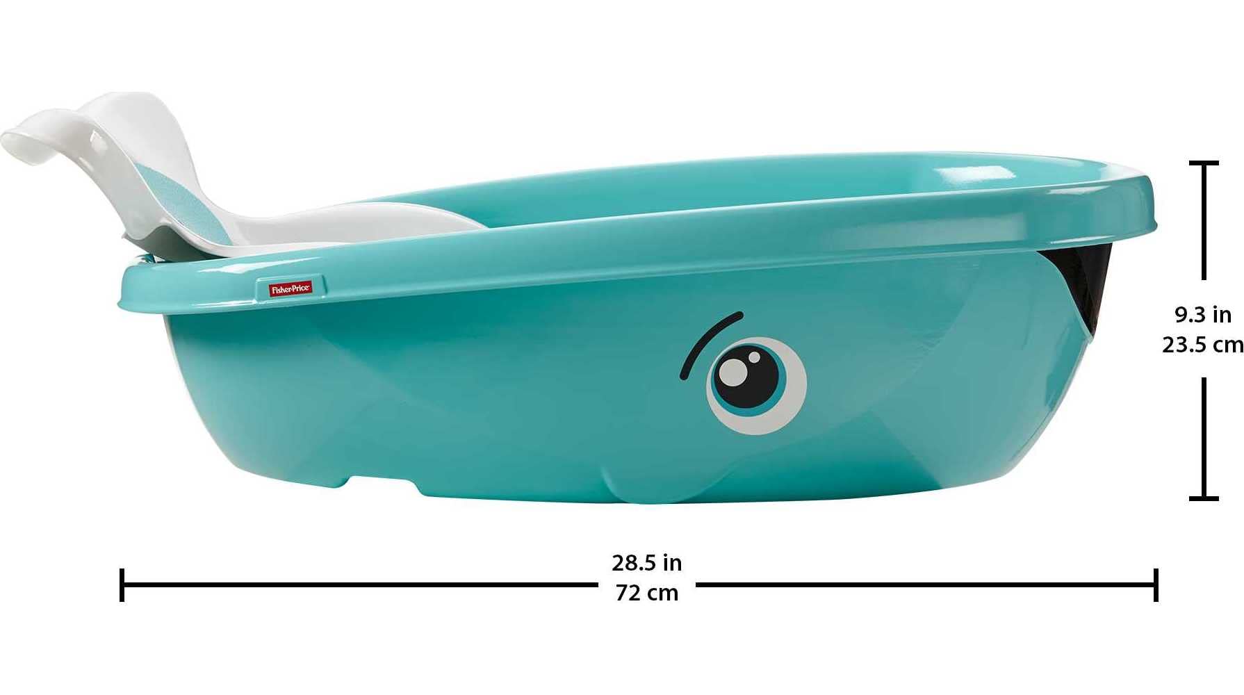 FISHER-PRICE, Ballena Hora del Baño, Bañera para Bebés, Baby, Etapa de Desarrollo, Incluye un cómodo asientos y un suave reposacabezas de espuma, Cabe en la mayoría de las bañeras y lavabos