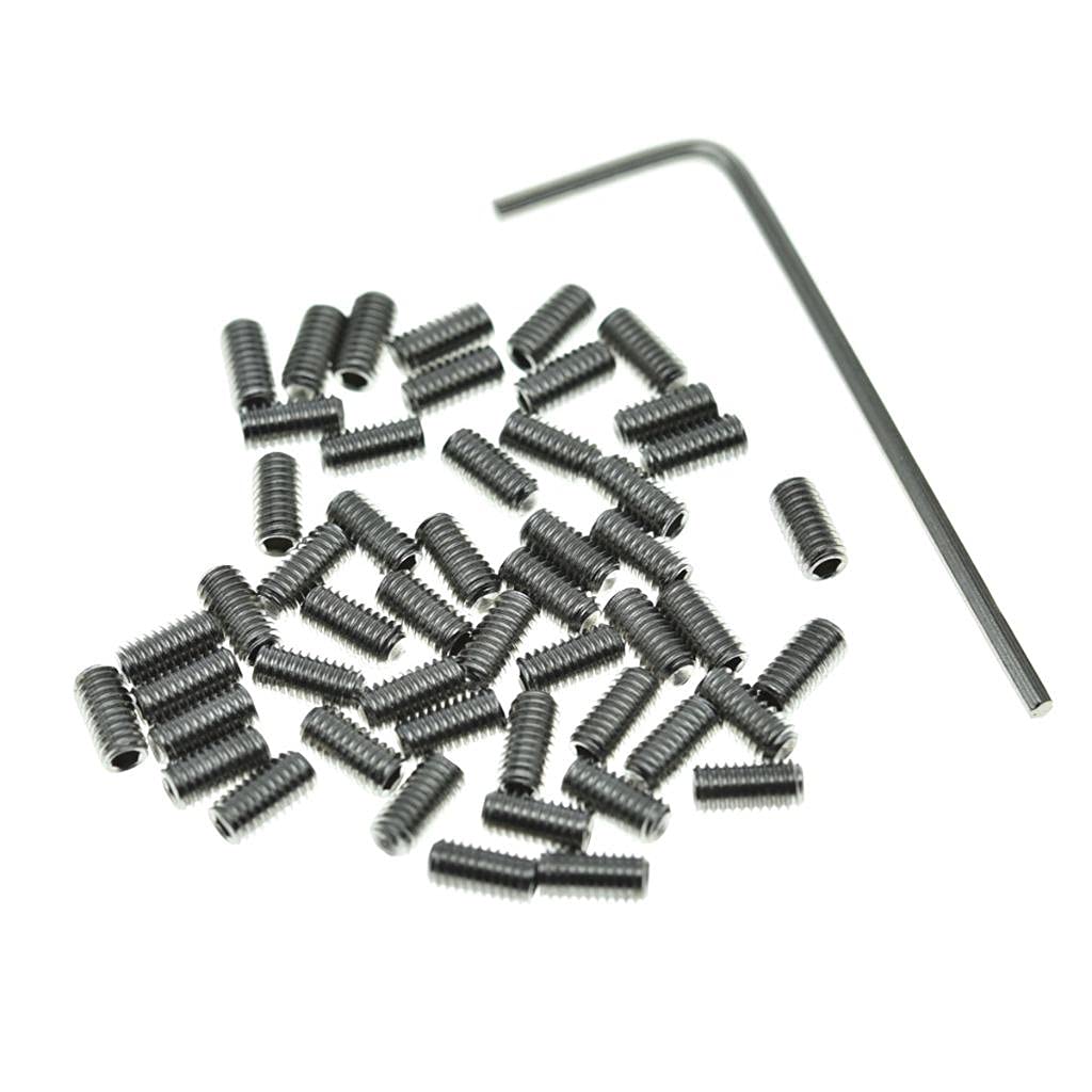 KAISH 50 tornillos de ajuste de altura para puente de guitarra de acero inoxidable #4-40 x 1/4 pulgadas para Fender Stratocaster/Telecaster