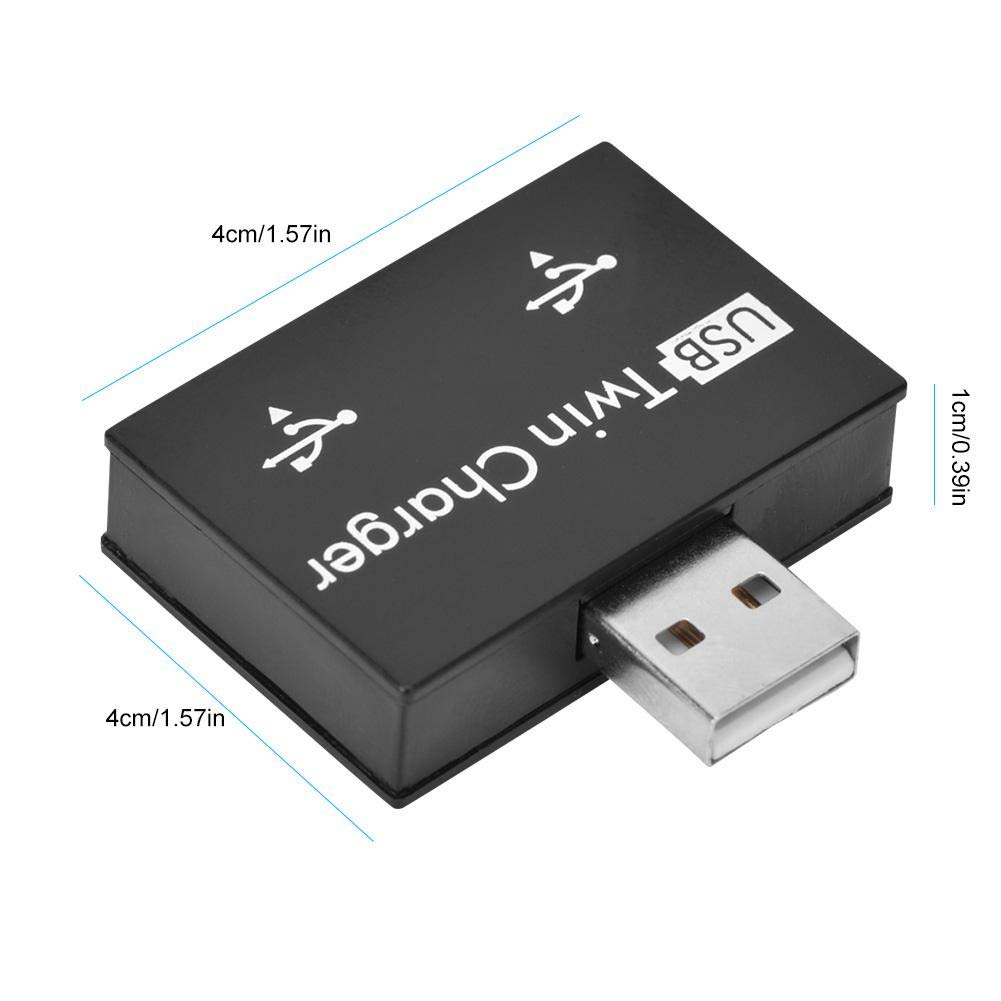 Bewinner Mini USB Hub Kit de Conversión de Adaptador de Divisor de Cargador Doble USB de 2 Puertos Aleación de Aluminio + PC Mini hub Pequeño/Portátil/Resistente/Duradero para