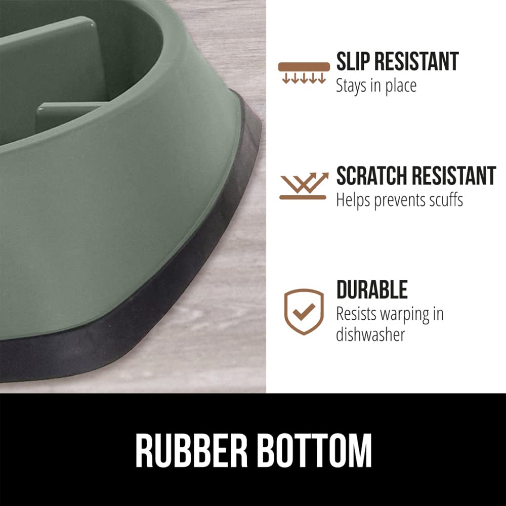Gorilla Grip Slip Resistant Slow Feeder Pet Bowl, 2 Cups, Slows Down Food, Healthy Eating Habit, Reduce Dogs from Overeating, Improve Pets Digestion, Dishwasher Safe, for Dry, Fresh, Wet Foods, Sage