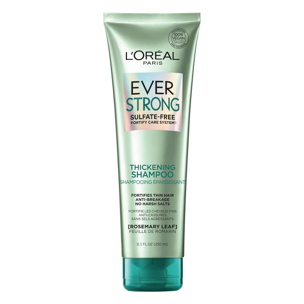 L’Oréal Paris Shampoo con hoja de romero Ever Strong, aporta densidad al pelo delgado previniendo la caída, para todo tipo de pelo teñido, sin Sulfatos, 250ml