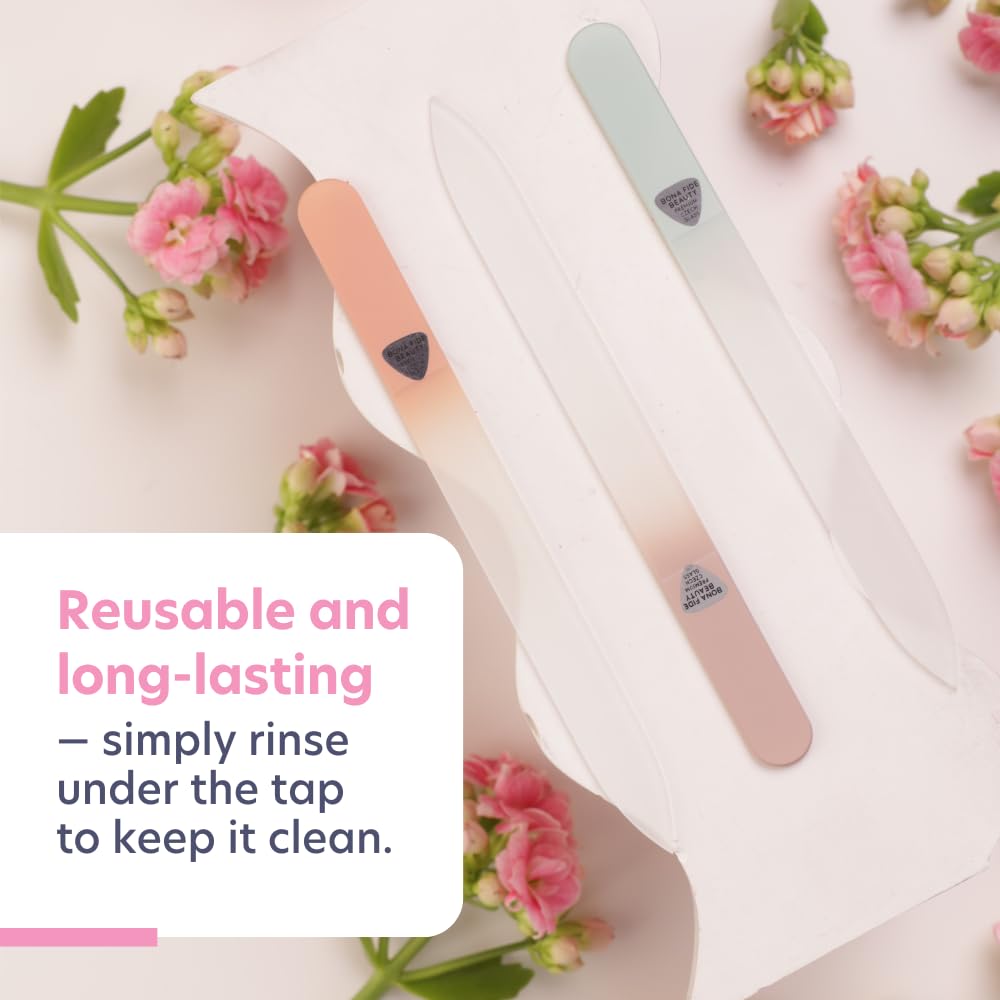 Czech Glass Nail File Set 3PCs, Muted Fall Colors Nail Filers by Bona Fide Beauty - Perfect Nude Nails Files, Beauty Gifts for Women, Crystal Nail File Set