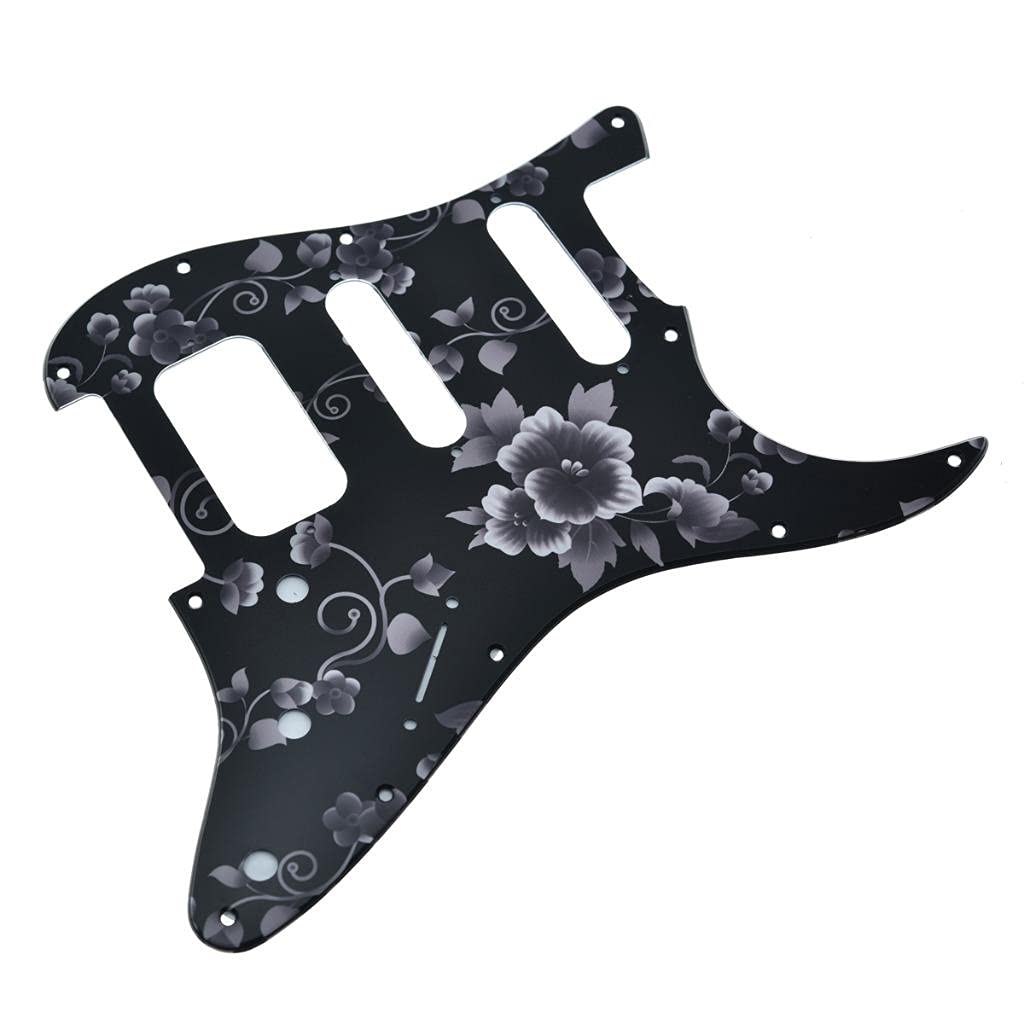 Dopro Golpeador de guitarra Strat HSS de 11 agujeros, 2 tripulaciones Humbucking, soporte de pastilla para American FD Stratocaster patrón de flores