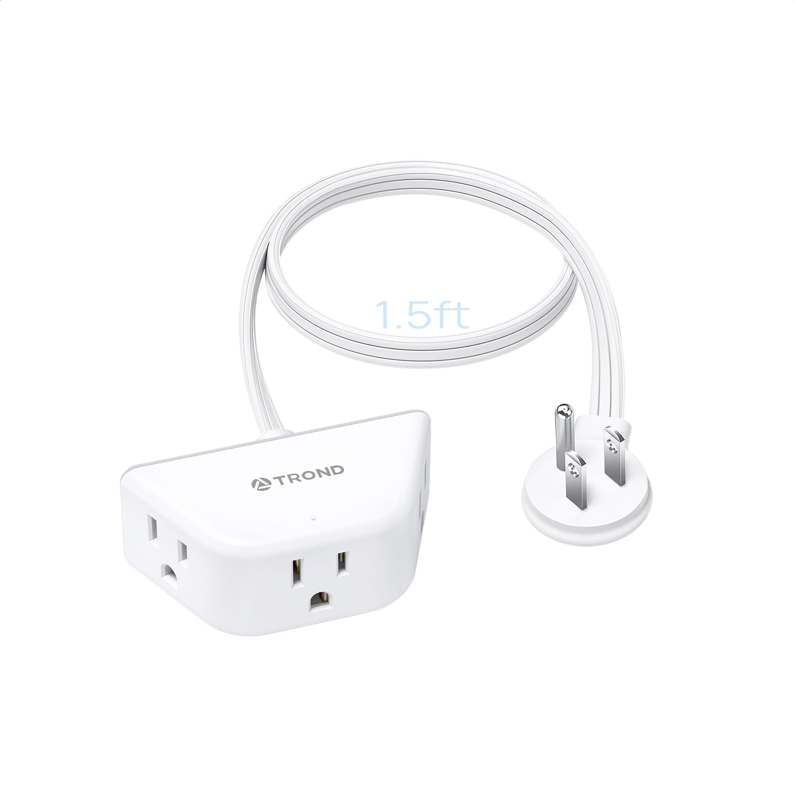 TROND Cable de extensión Plano Corto de 0,5m, regleta de Enchufe Plano de 3 Clavijas con conexión a Tierra y 3 Salidas, 1625 W, Cable de alimentación 13A Calibre 16 para Travel Cruise Essentials