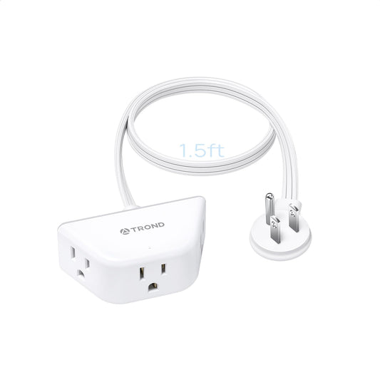 TROND Cable de extensión Plano Corto de 0,5m, regleta de Enchufe Plano de 3 Clavijas con conexión a Tierra y 3 Salidas, 1625 W, Cable de alimentación 13A Calibre 16 para Travel Cruise Essentials