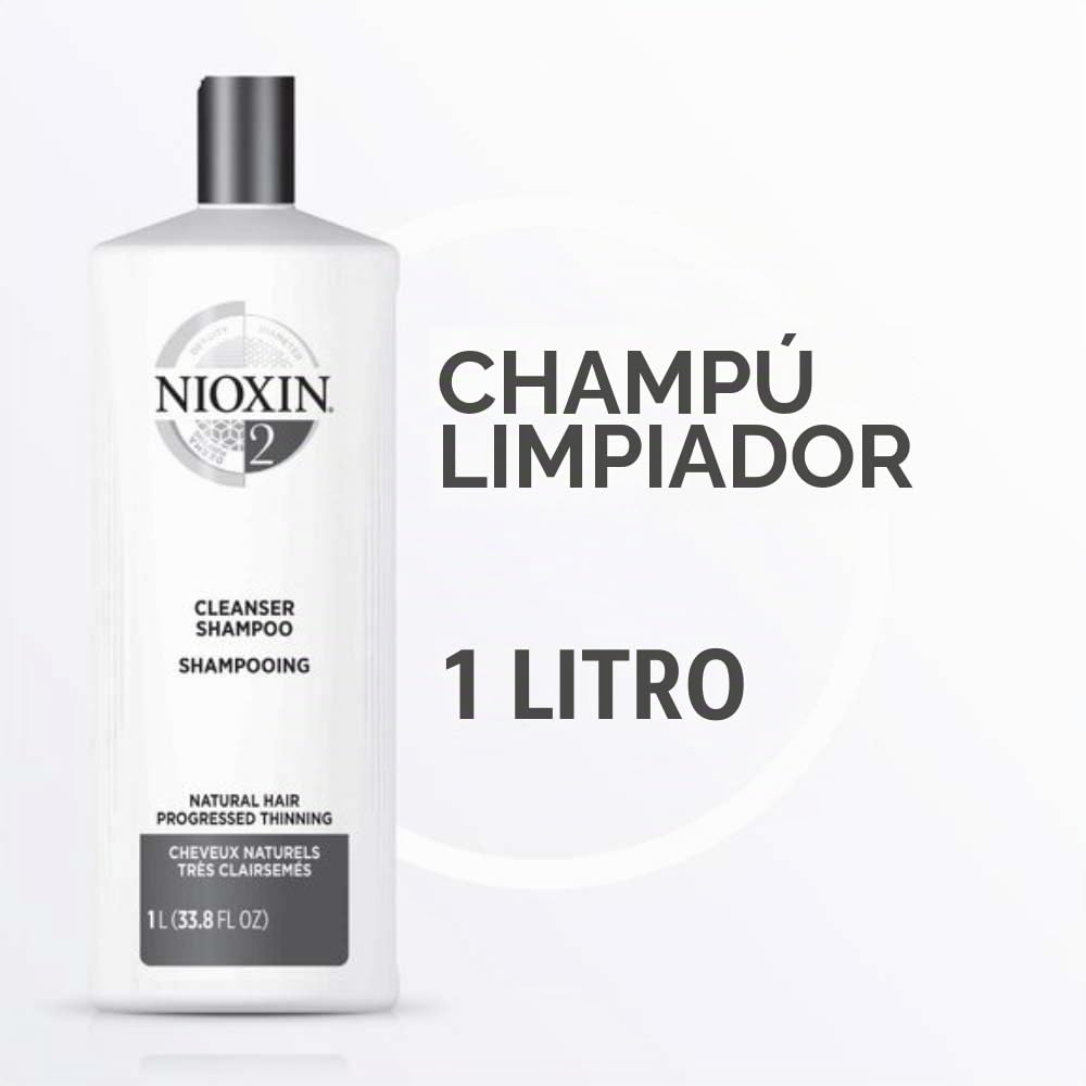 Nioxin Shampoo Sistema #2 para Cabello Natural con Caída Excesiva, 1000 ml