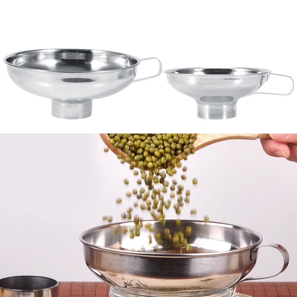 Embudo de Acero Inoxidable Hogar Ancho de la Boca con Mango Metal Pequeño para Utensilios de Cocina