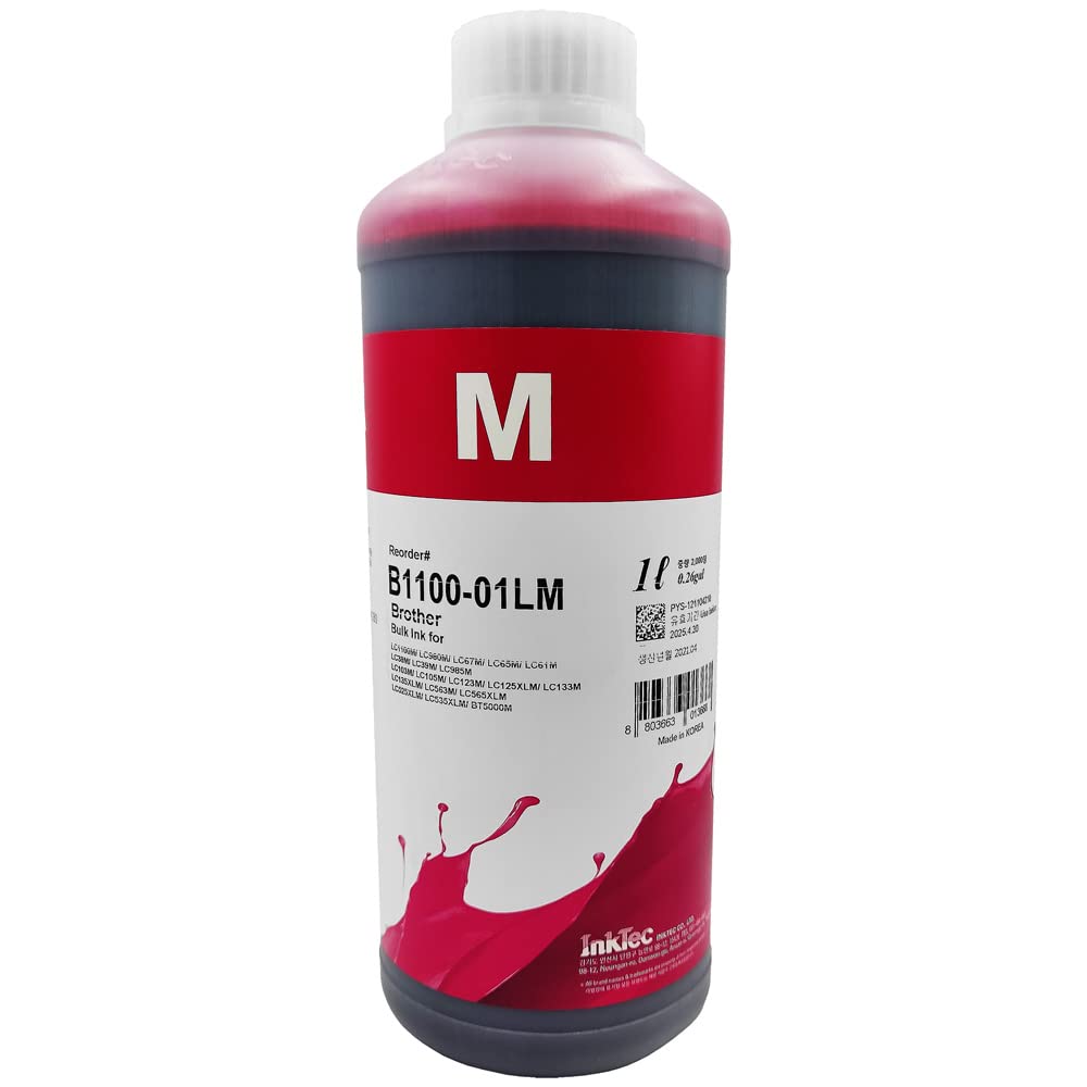 Kit 4 Litros Tinta InkTec B1100 Brother Negro Cyan Amarillo y Magenta Formulada Para Su Uso En Cartuchos Recargables Y En Sistemas De Alimentación Continua CISS PSA COMPUTO Y PAPELERIA