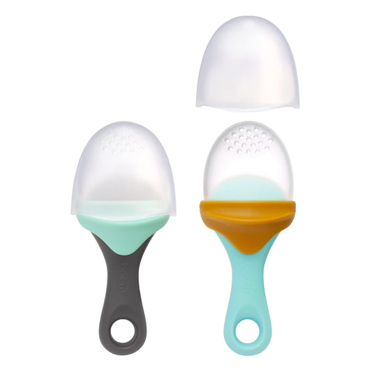 Boon Pulp - Alimentador de frutas de silicona suave para bebés - Juego de alimentación de bebé de silicona suave - Suministros de destete LED para bebés - Esenciales para la alimentación del bebé -