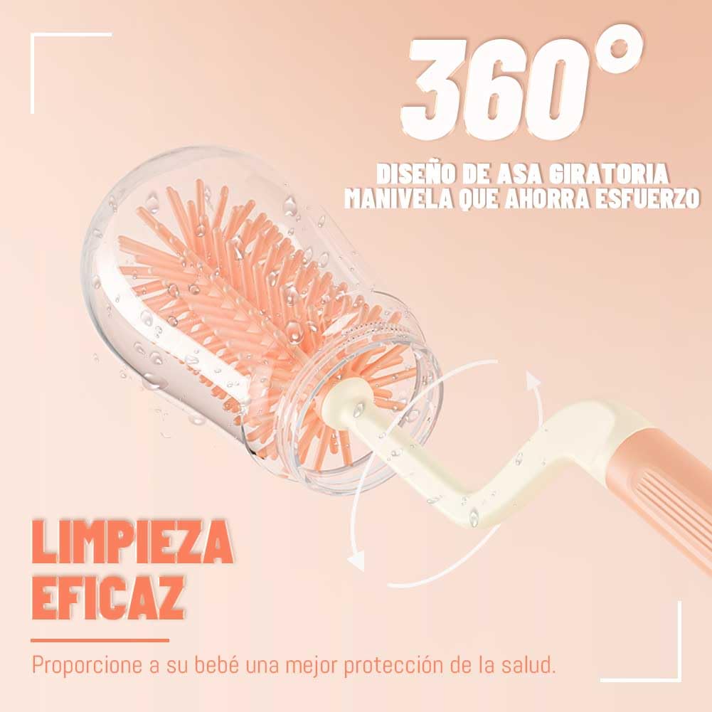 EDWINAYY Juego de Cepillo para Biberones, 4 EN 1 Multifunción, Rosa