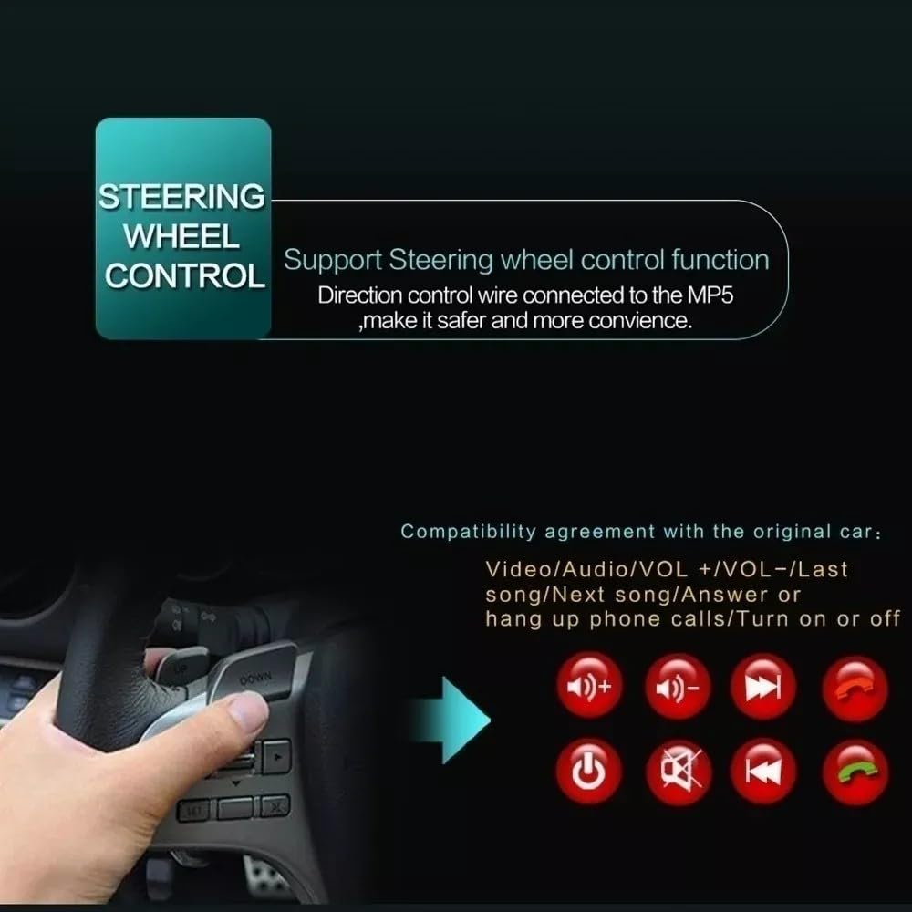 FINYQBE Tautoestereos para Carro 7 Car Stereo Retráctil Espejo Enlace 1din Reproductor MP5, USB, SD, Entrada Auxiliar, Radio FM, Cámara de Visión Trasera