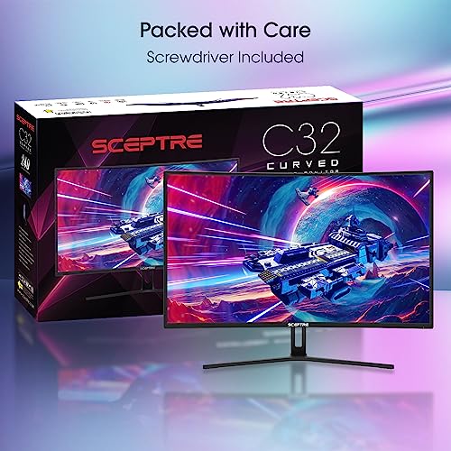 Monitor de Juegos Curvado Sceptre Negro 32 Pulgadas sobremarcha 240 Hz AMD FreeSync Altavoces Integrados