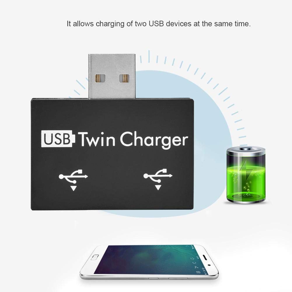 Bewinner Mini USB Hub Kit de Conversión de Adaptador de Divisor de Cargador Doble USB de 2 Puertos Aleación de Aluminio + PC Mini hub Pequeño/Portátil/Resistente/Duradero para