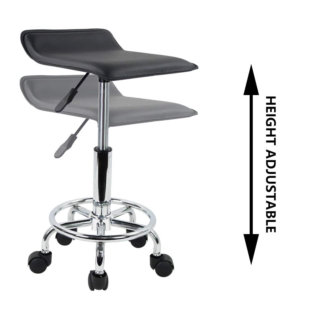 KKTONER Taburete Giratorio en Altura Ajustable para SPA Dibujo Tatuaje Trabajo Oficina de Bancos con Ruedas (Negro)