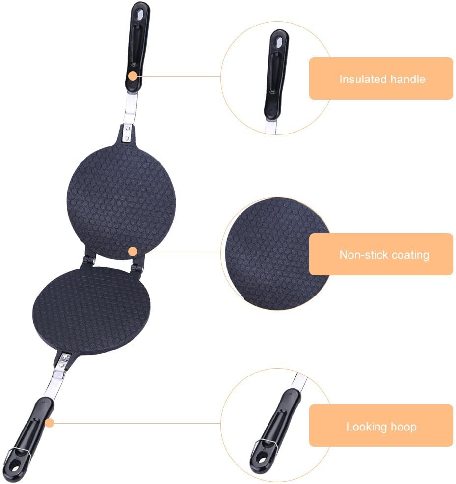 Máquina para hacer conos de gofres, Sartén para tortillas crujientes multifuncional Bandeja hornear gofres Bandeja para hornear con platos antiadherentes para helado de crepe pizzelle (38,5x17 cm)