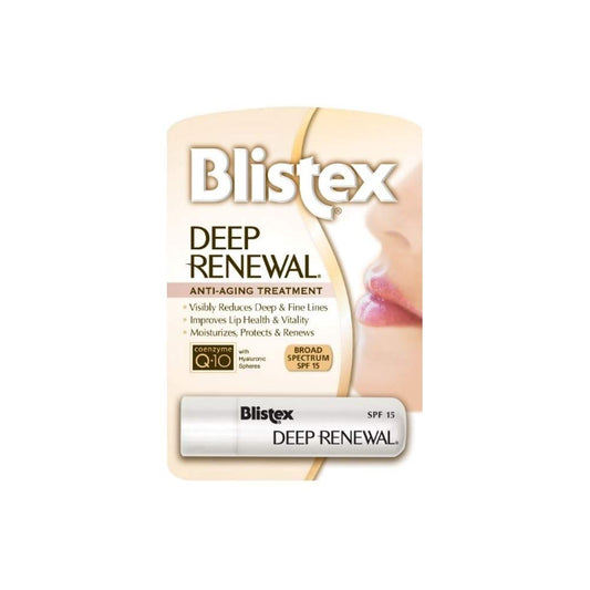 Blistex Lip Protectant Protector solar de renovación profunda, fórmula antienvejecimiento, 3,7 g (3.69 g) (paquete de 4)
