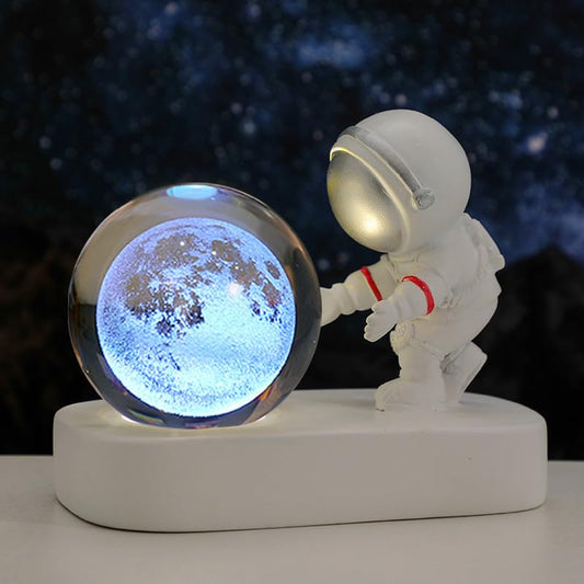 Bola de Cristal de Astronauta,Luz nocturna de bola de cristal,con puerto de carga USB，decoración de Escritorio, Regalo Bonito para Estudiantes, Regalo de Cumpleaños