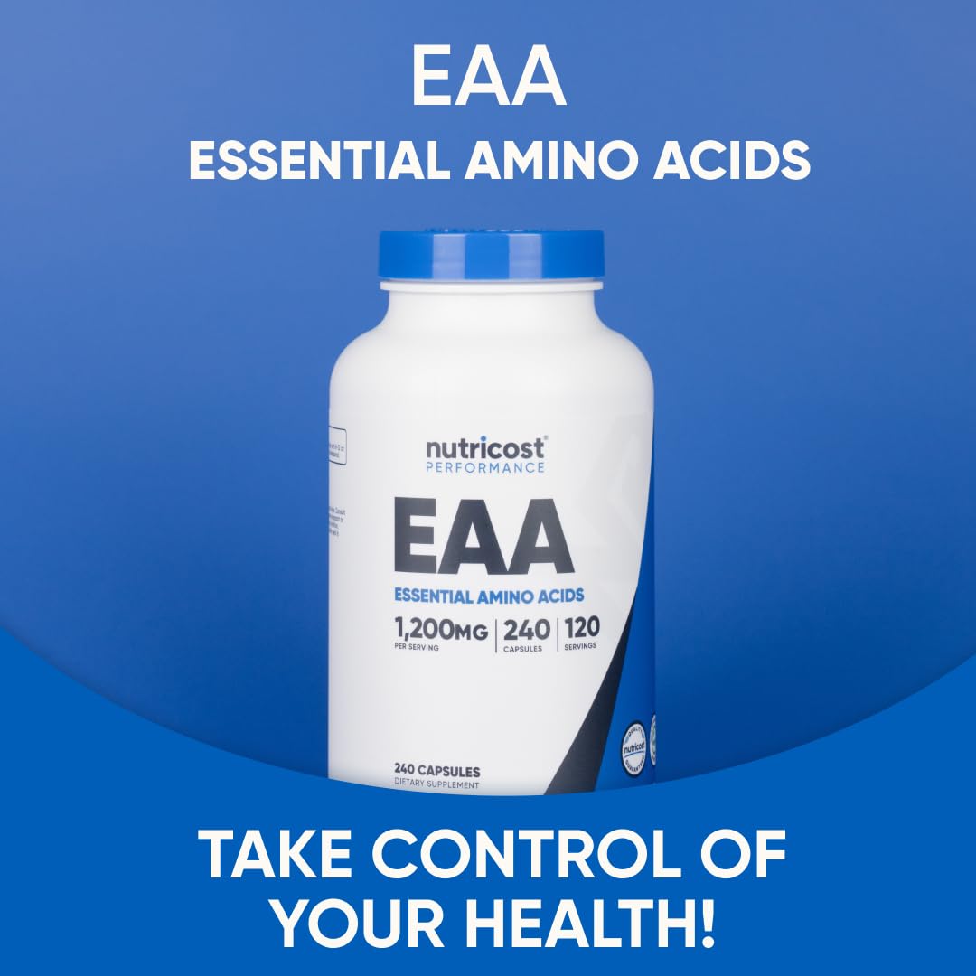 Cápsulas Nutricost EAA 1200 mg Aminoácidos Esenciales Veganas Sin Gluten