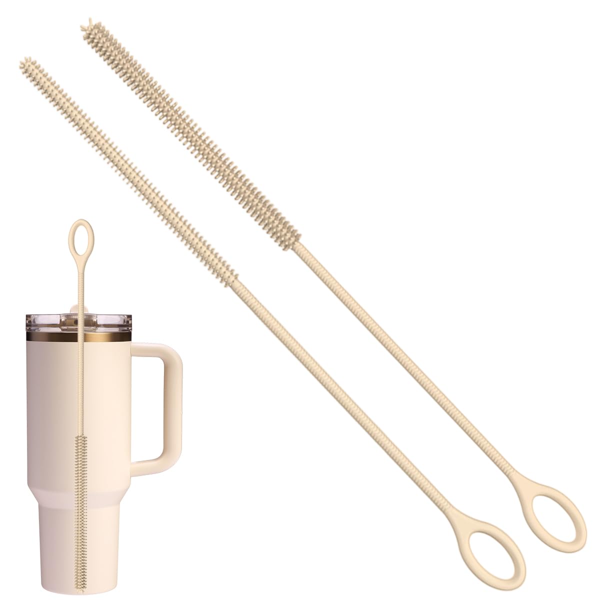 vodvob 2 cepillos limpiadores de pajitas de silicona, limpiador de pajitas reutilizable de 9,84 pulgadas con núcleo de acero flexible, cepillo de botella suave extra largo para limpiar pajitas de vidr