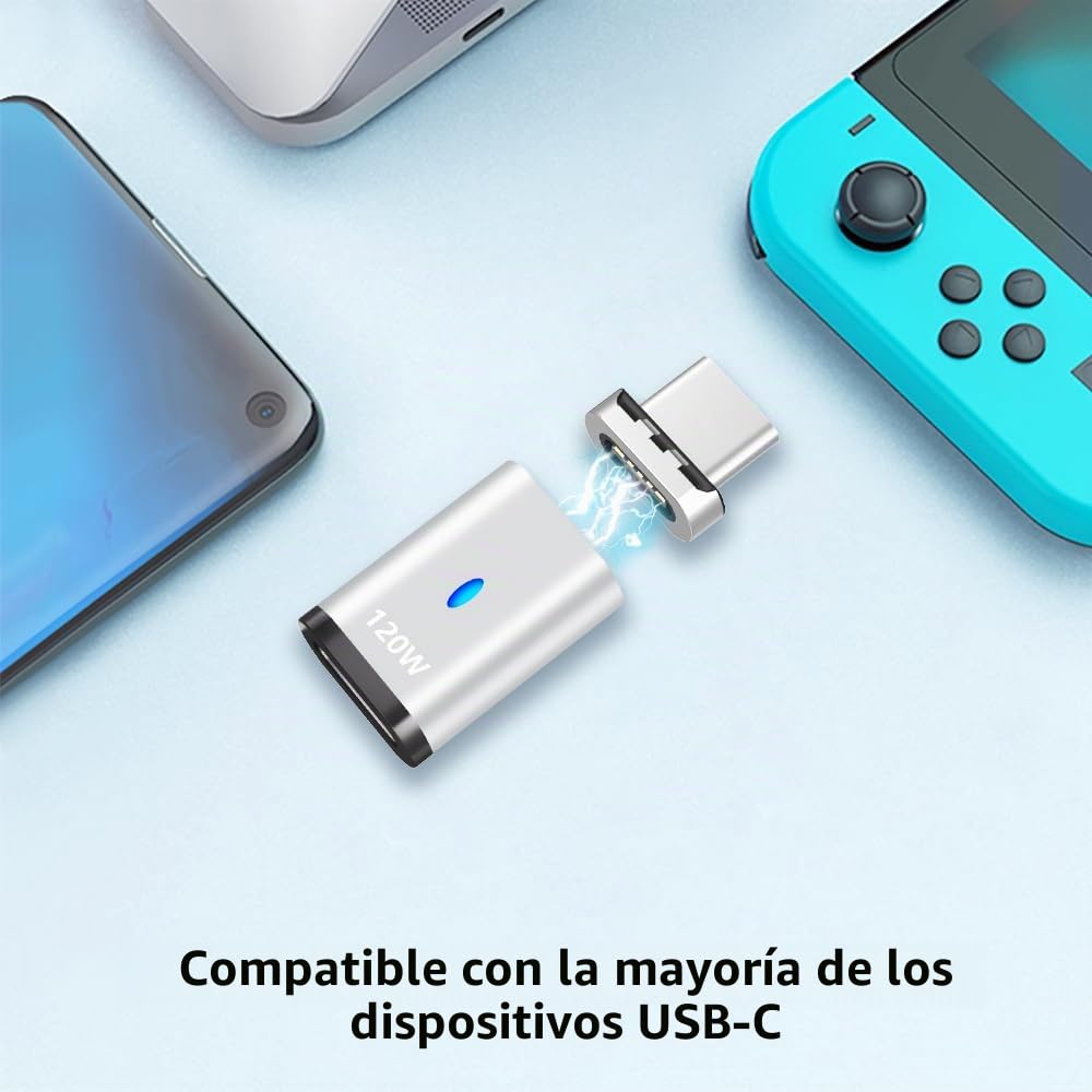 Adaptador Magnético SHEEAST USB C Negro 5 Pines 120W 480Mbps 2 Unidades