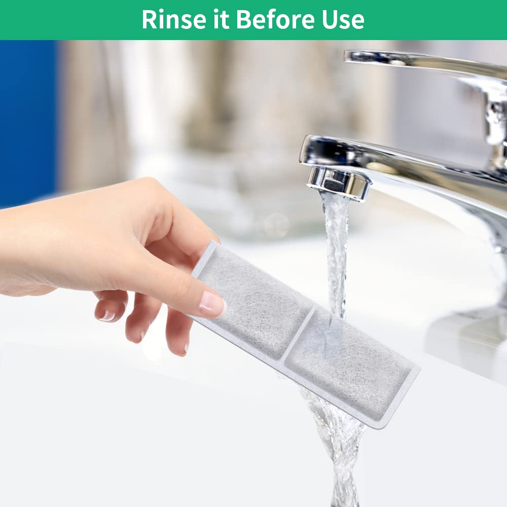 Kastty Paquete de 8 filtros de repuesto y filtros de bomba para fuente de agua de gato que funciona con pilas, hechos de carbón activado y algodón de polipropileno, grado alimenticio