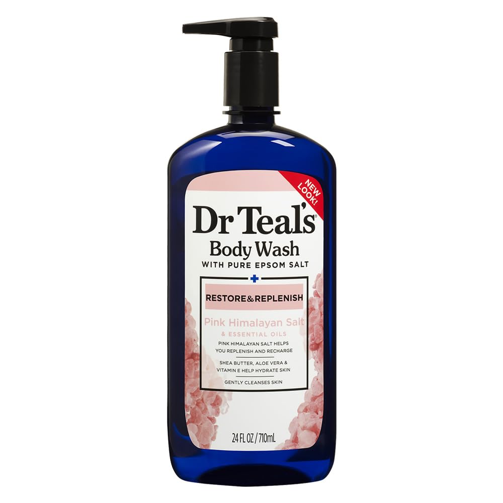 Dr. Teal's Pink Himalayan Body Wash, Restore and Replenish with Pure Epsom Salt Essential Oils, 24 Fl Oz, Dr Teal's, SKIN_CLEANING_AGENT, Gel, 1 Unidades
