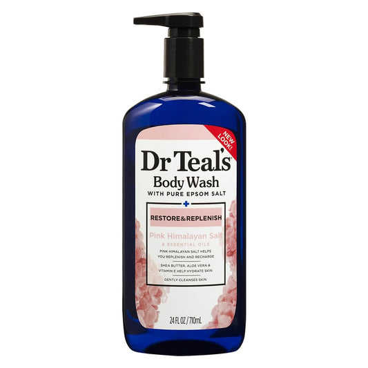 Dr. Teal's Pink Himalayan Body Wash, Restore and Replenish with Pure Epsom Salt Essential Oils, 24 Fl Oz, Dr Teal's, SKIN_CLEANING_AGENT, Gel, 1 Unidades