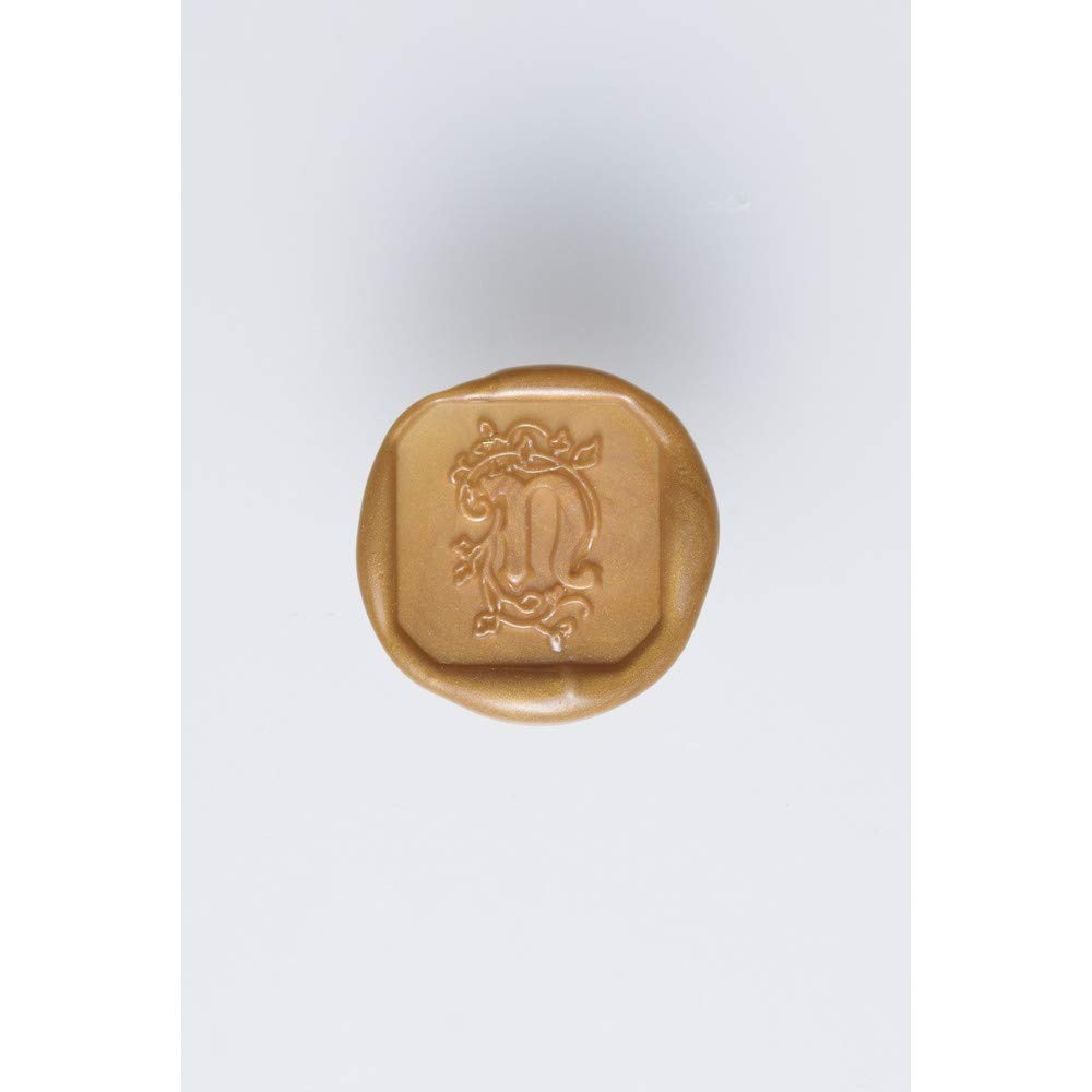 Herbin Sello de latón para cera, diseño vintage retro con mango de madera, letra inicial "N"