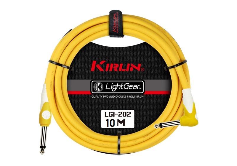 Cable para instrumento Kirlin profesional, 10 metros plug 1/4 escuadra, LGI202 colores (Amarillo)