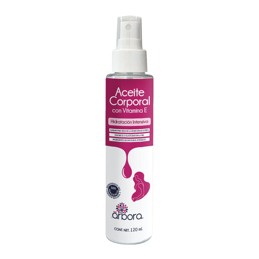 Árbora Aceite corporal para Estrías | Vitamina E + Aceite de Almendras, Aguacate, Coco y Oliva|HIDRATACIÓN INTENSIVA|Favorece ELASTICIDAD de la piel | Ingredientes seguros en embarazo | 120ml