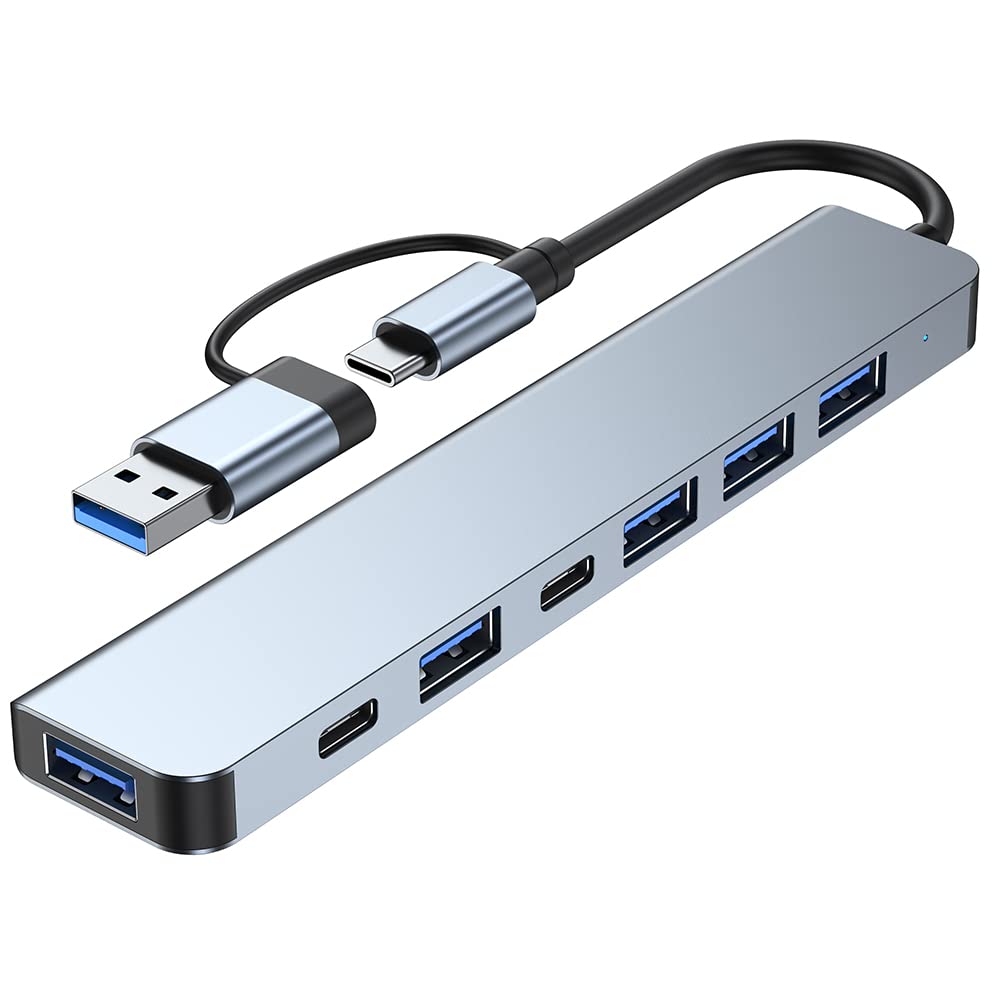 Lostrain Hub USB C 3.0, 7 en 2 Adaptador multipuerto Tipo C Hub con USB 3.0 Portátil Concentrador Hub USB C para MacBook Air/Pro iPad Chromebook Lenovo Huawei Surface