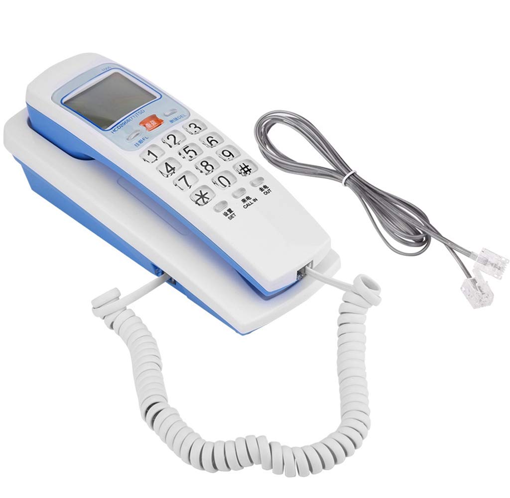 Oumij Número de Almacenamiento de teléfono Fijo Pared Número identificación de Llamada estándar FSK/DTMF Eficiencia y Seguro Portátil y Conveniente Teléfono alámbrico Verifique rápidamente (Blanco)