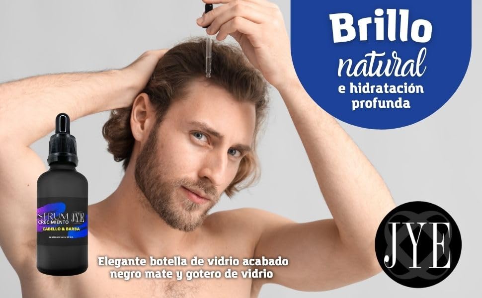 Serum JYE Orgánico para Crecimiento de Barba y Cabello, Kit de 3 Botellas de 50 ml