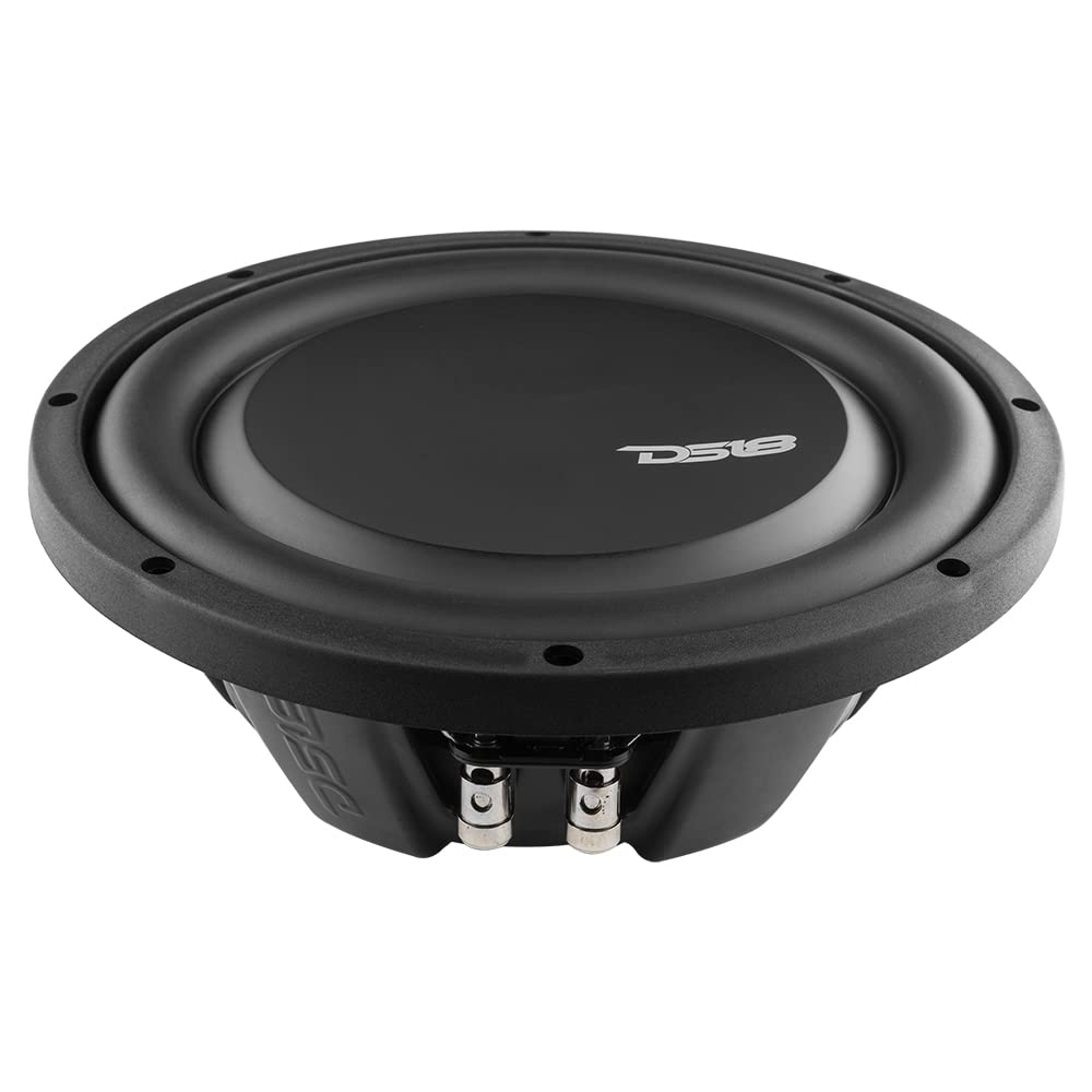 DS18 PSW10.2D - Subwoofer de montaje poco profundo de 10 pulgadas, 1000 vatios, potencia máxima de 500 vatios, bobina de voz dual RMS 2+2 OHMS resistente al agua, el mejor sub para espacios reducidos en coches y camiones - 1 altavoz