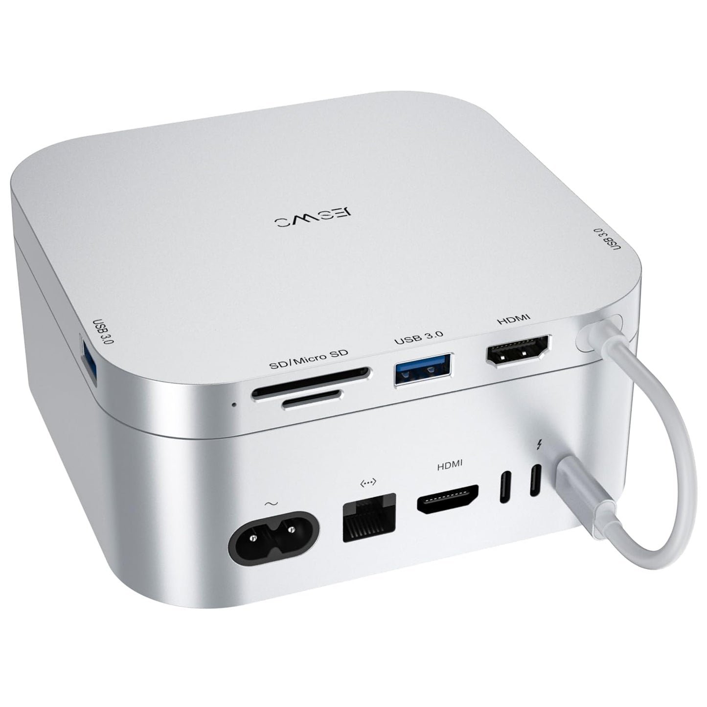 JESWO 6 en 1 Mac Mini M4 Hub para Mac Mini M4/Pro 2024 con HDMI 4K 60Hz, 3 Puertos USB 3.0, Lectores de Tarjetas Micro SD/SD