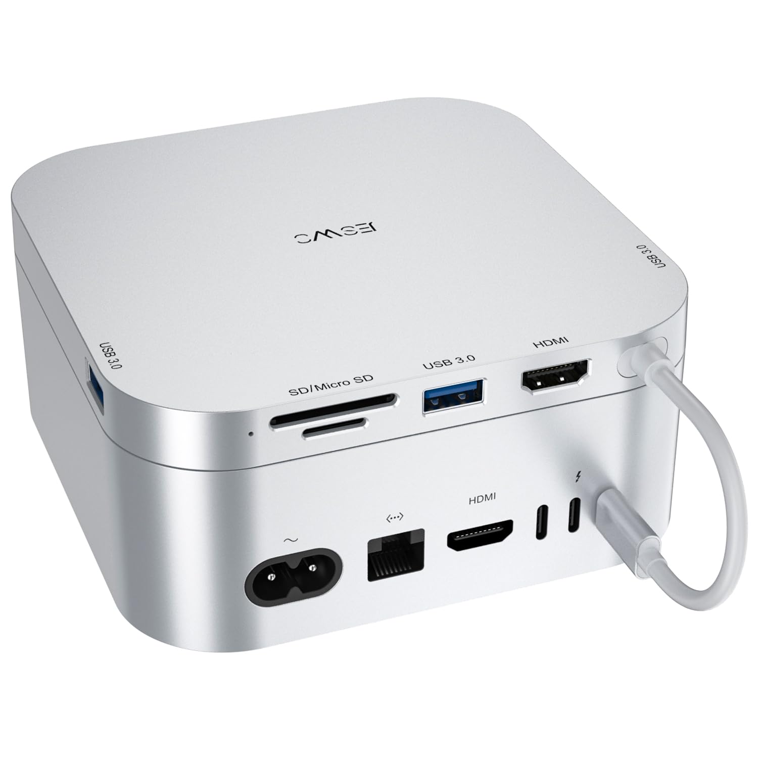 JESWO 6 en 1 Mac Mini M4 Hub para Mac Mini M4/Pro 2024 con HDMI 4K 60Hz, 3 Puertos USB 3.0, Lectores de Tarjetas Micro SD/SD