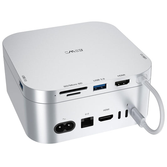 JESWO 6 en 1 Mac Mini M4 Hub para Mac Mini M4/Pro 2024 con HDMI 4K 60Hz, 3 Puertos USB 3.0, Lectores de Tarjetas Micro SD/SD
