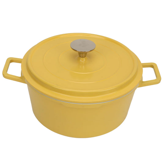 Fockety Cacerola con Tapa, 9,4 Pulgadas, Interior Esmaltado, Color Crema, Olla para Horno Holandés con Tapa, Horno Holandés de Hierro Fundido con Distribución Uniforme del Calor, Horno