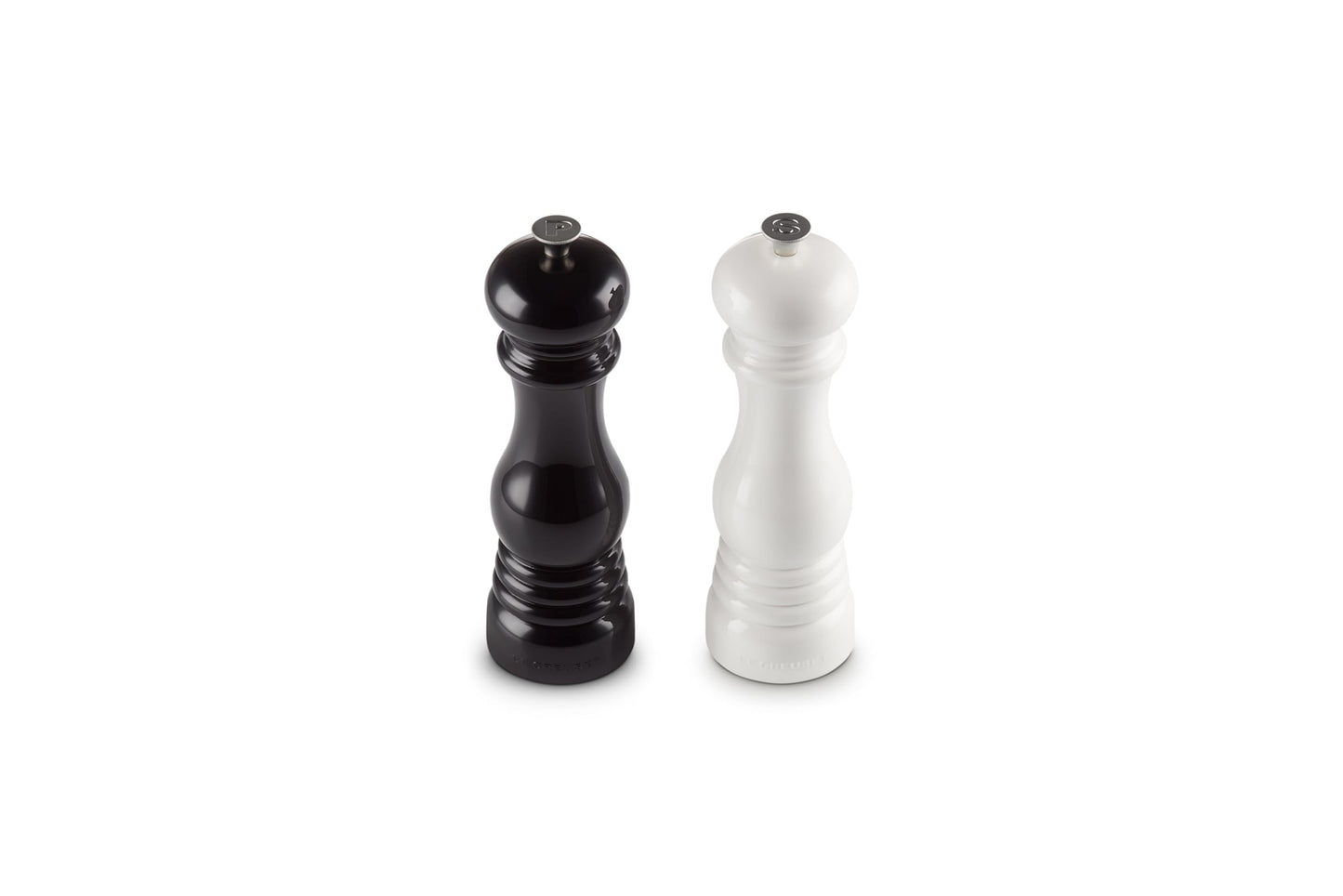 Le Creuset - Juego de molino de sal y pimienta, 8 x 5 1/2 pulgadas cada uno, blanco y negro