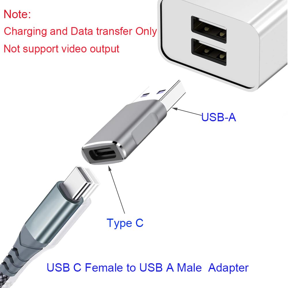 Adaptador USB C a USB 3.1 Gen2 QCEs en Negro de 10 Gbps con Carga Rápida de 60 W Paquete de 2 Compatible con iPhone 15