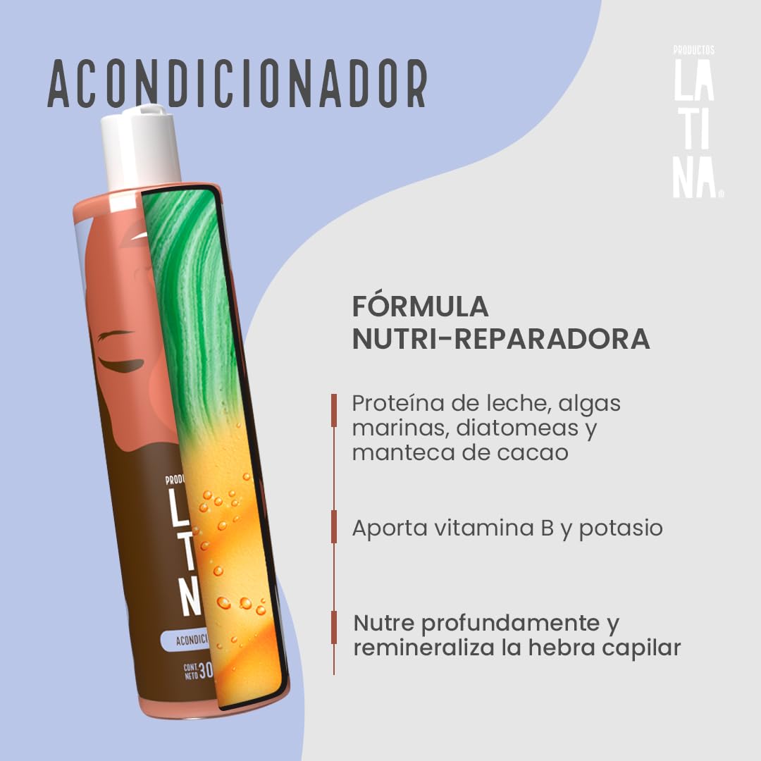 LATINA® | Acondicionador Nutri-Reparador | Acondicionador Cacao | Belleza Mujer - Tratamiento para Cabello Maltratado | 300ml