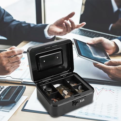 Caja Fuerte de Acero Xydled Negro Grande con Cerradura de Combinación y Bandeja Extraíble para Monedas