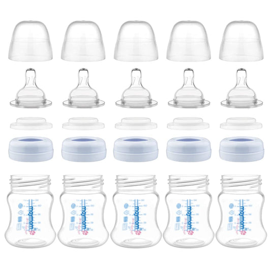 Biberón Maymom Boca Ancha Recolección y Almacenamiento de Leche Transparente 140 mL