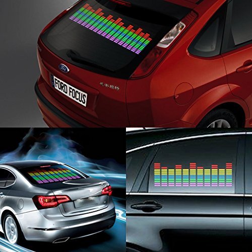 Pegatinas de Coche DIYAH Multicolor activadas con Sonido automático y Luces LED en Ecualizador, 90 cm x 25 cm