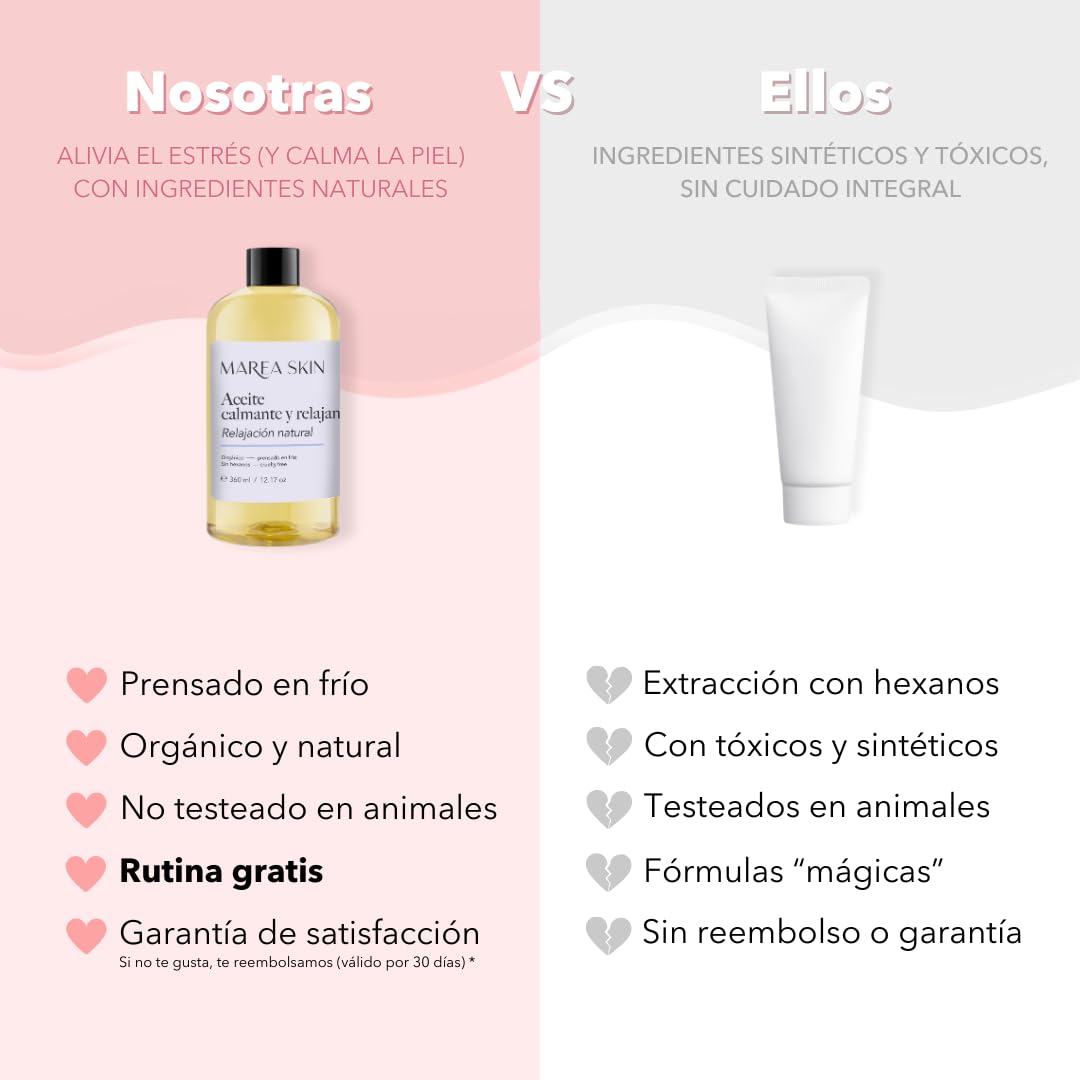 Aceite Calmante y Relajante Prensado en Frío 125 ml | Rosa Mosqueta, Jojoba y Almendra | Lavanda, Manzanilla y Romero