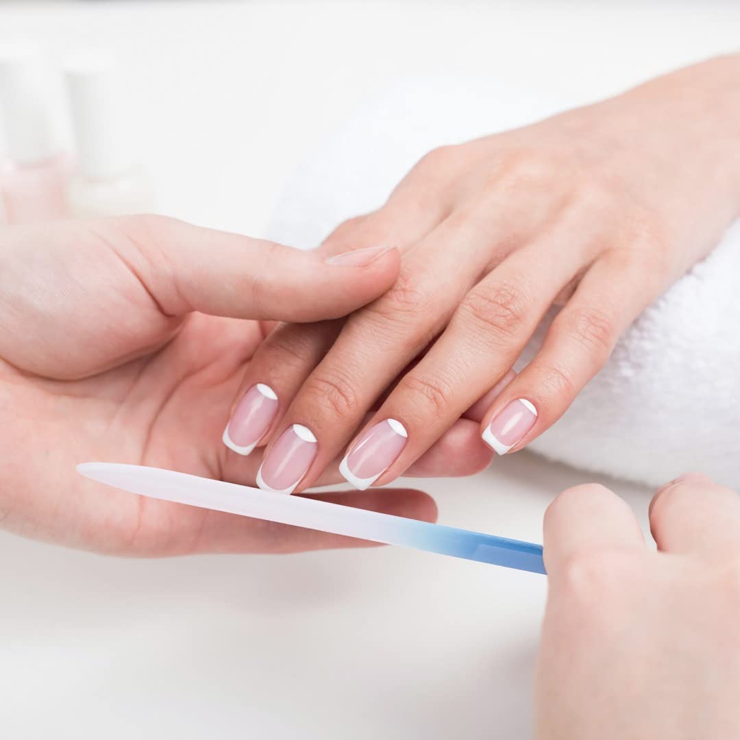 Sephanna Lima de uñas de cristal unisex de alta calidad, lima de uñas de cristal portátil con estuche para manicura y pedicura, acabado suave para uñas naturales y acrílicas (paquete de 3)