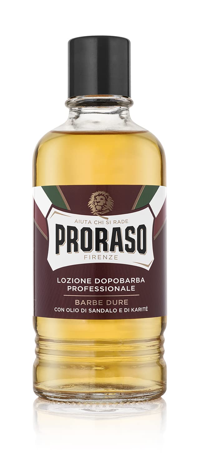 Proraso After Shave Loción Tamaño Profesional Sándalo 400 ml, Refrescante y Tonificante para Hombre, Línea Roja